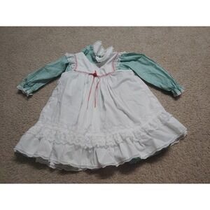 Vintage Bryan Candycane Stripe Ruffle Pinafore Apron Dress Circle 4T Girls USA